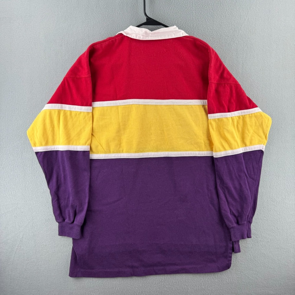 Vintage 80s Rugby Shirt Mens XL Long Sleeve Cotton Blend Jersey Collared Polo 10 - Picture 10 of 16